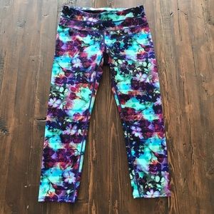 Athleta Striped/Floral Cropped Leggings